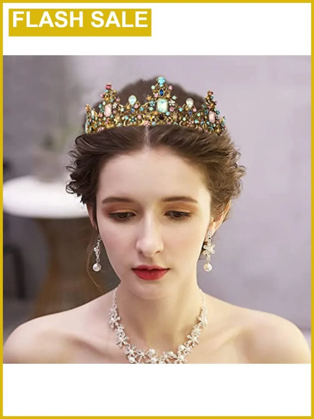 Baroque Rhinestone Tiara Crown Princess Headpiece for Girls Wedding